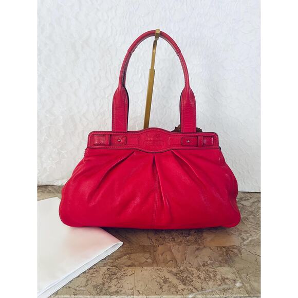 COACH Mia/garnet pink Pleated Leather Carryall Shoulder Bag 13914 - Picture 2 of 9